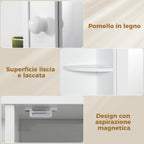 Bathroom Mirror Cabinet with 6 Open and 2 Closed Shelves, 66x17x63 cm Bathroom Cabinet with Mirror, Glass Wall Cabinet, White