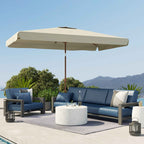 Outsunny 2x3m Rectangular Garden Umbrella with Frill Edge and Crank Handle, Metal and Polyester, Beige
