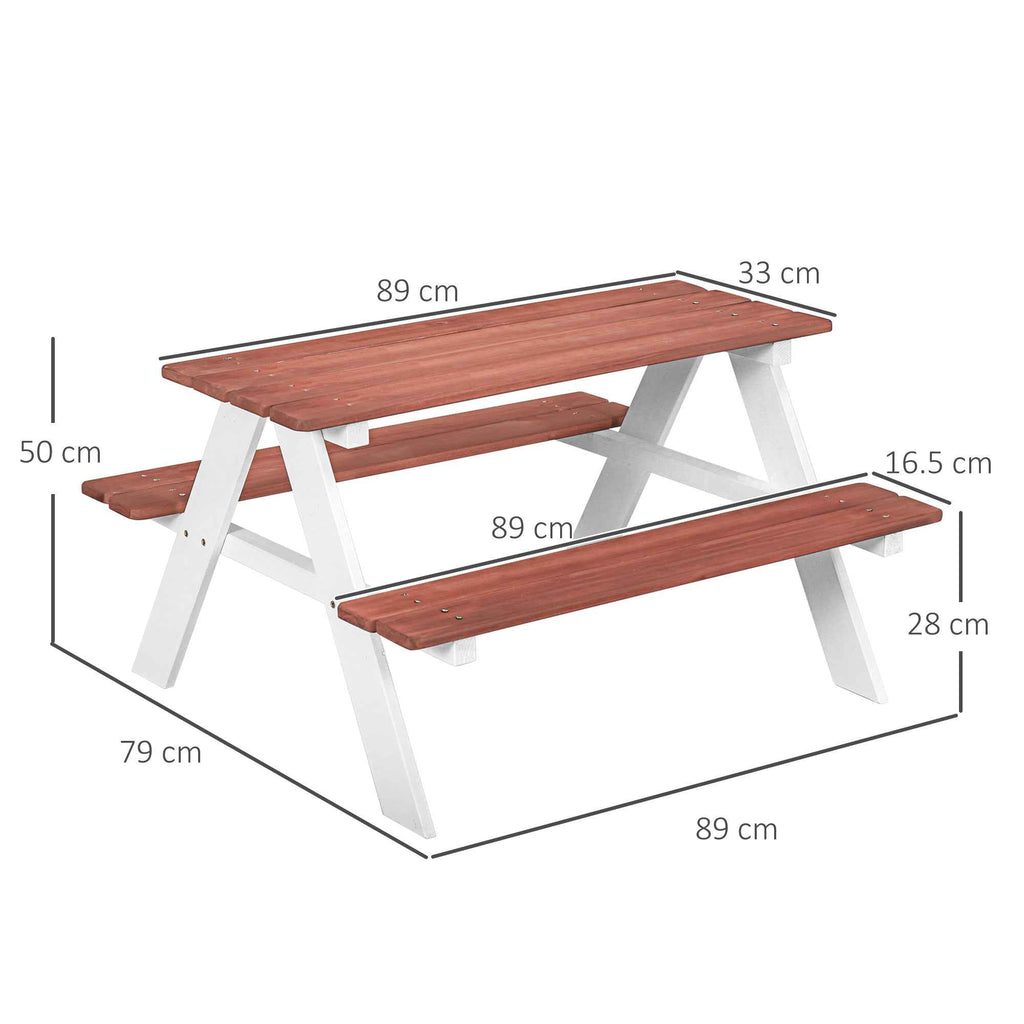 Outsunny Picnic Table Set for Children Ages 3-8 with Wooden Benches, 89x79x50 cm, Brown