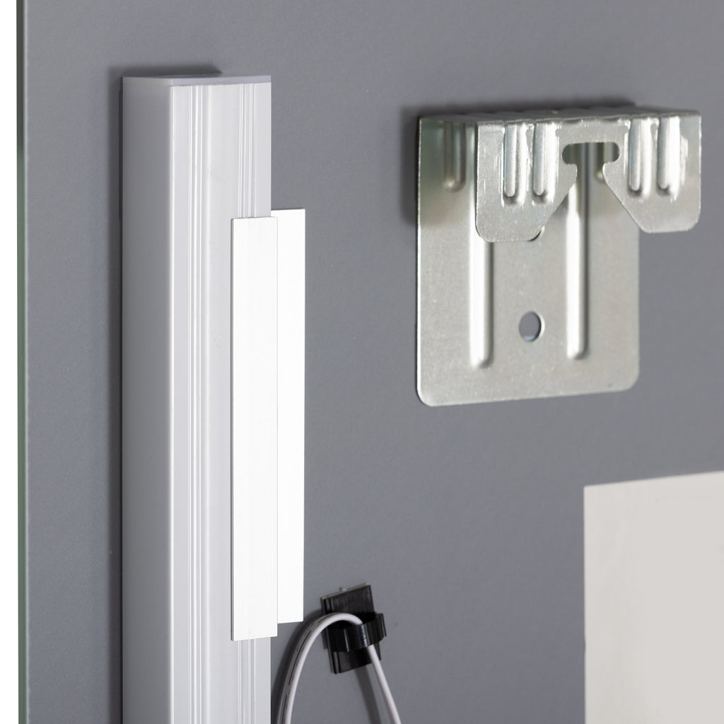 Bathroom Mirror with 3-Color Adjustable LED Light and Glass Shelf, 50x12x70 cm, Silver