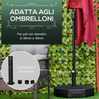 Plastic Umbrella Base Fillable with Water and Sand 28-40 kg, for 38-48 mm Poles, Ø60 cm, Black