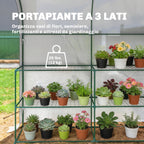 Outsunny Garden Greenhouse with 2-Tier Shelves and Roll-Up Door, Steel and PE, 123x187x189 cm, White