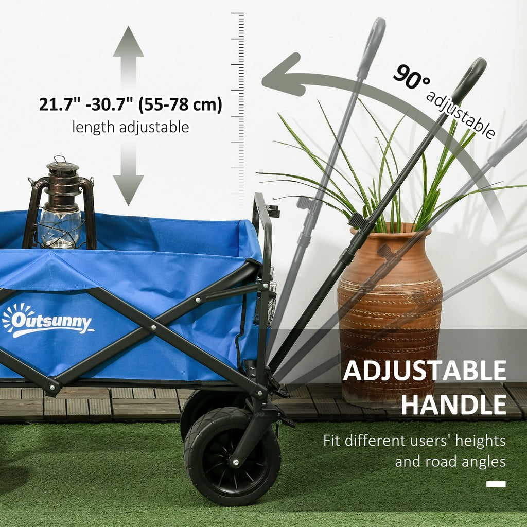 Outsunny garden trolley 110L with telescopic handle and 15l thermal bag in steel and fabric, blue - Borgè