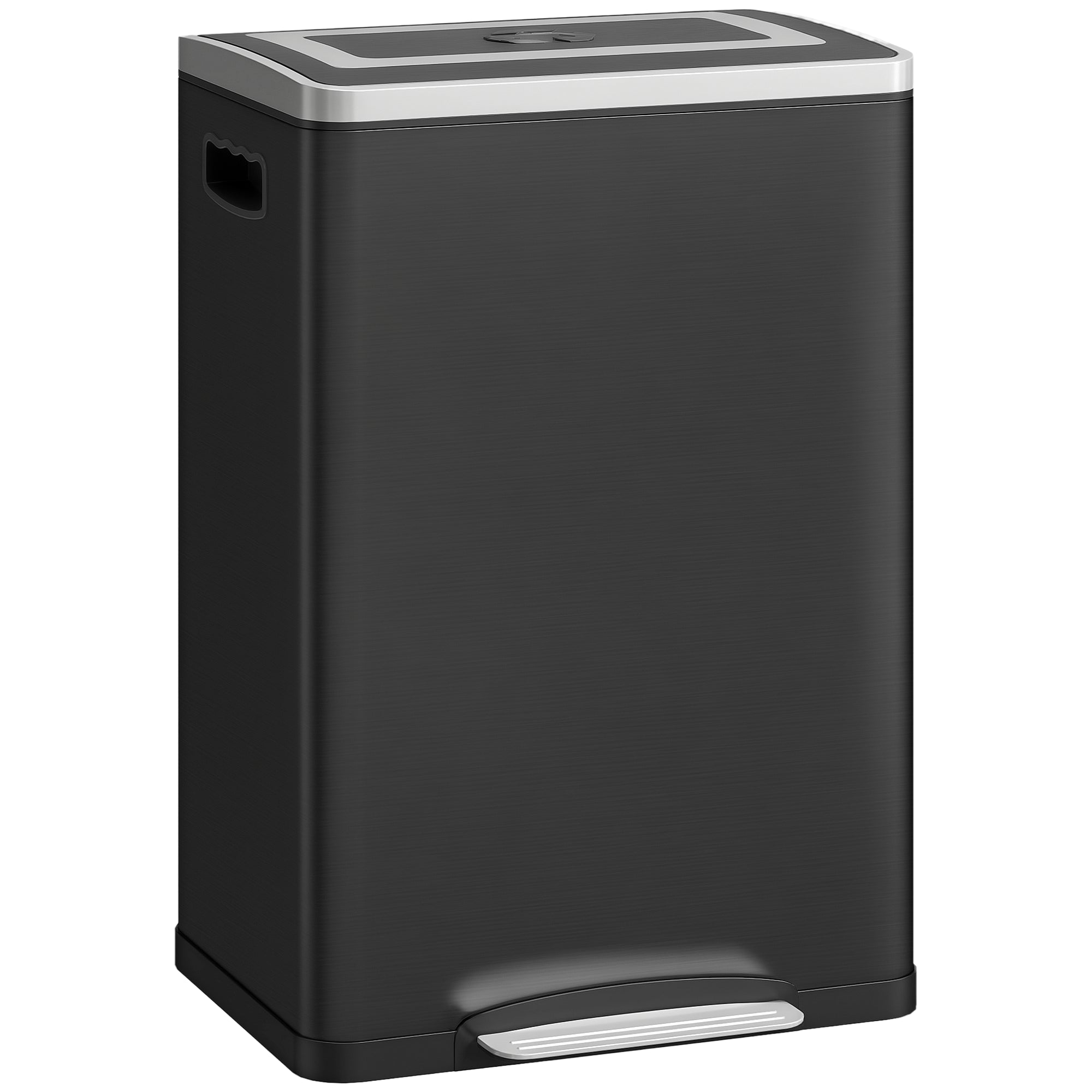 20L 2-Section Garbage Can with Silent Lid, Stainless Steel and PP, 40x34.8x59 cm, Black