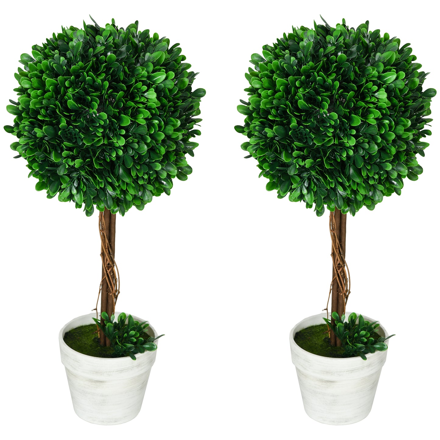 Set of 2 Indoor and Outdoor Boxwood Trees with Pot, Ø28x60cm