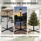 Outsunny Folding Cross Base for 38-48mm Umbrellas, Patio Stand, Dark Grey