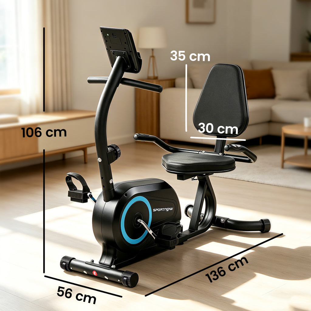 SPORTNOW Recumbent Exercise Bike for Seniors with Bluetooth, App Connectivity, and Wheels