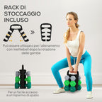 Dumbbell Set with Stand, 3 Pairs of Weights 2 x 3 kg, 2 x 4 kg, 2 x 5 kg, Multicolored