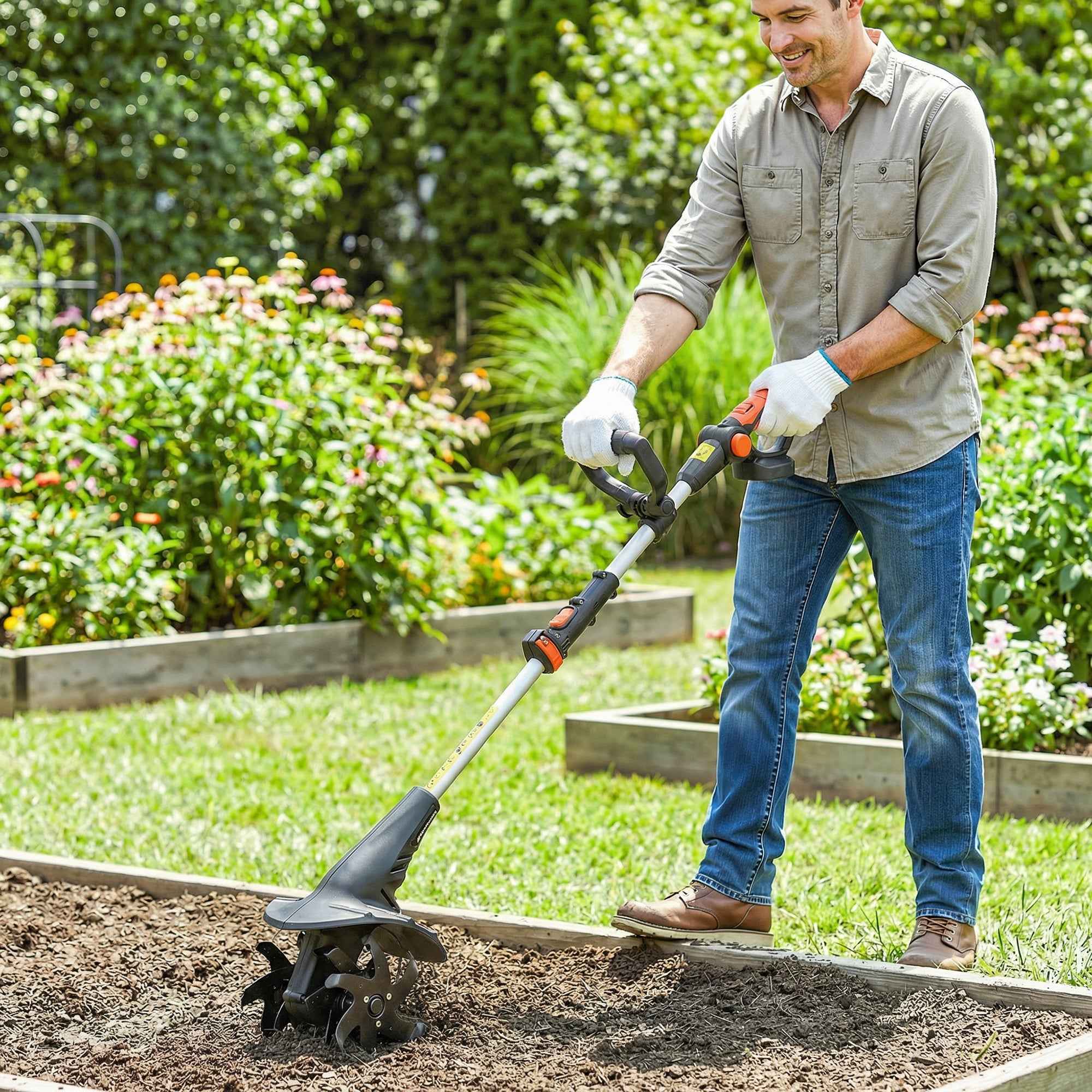 Outsunny Garden Cultivator, Width 20 cm, Depth 18 cm (Battery and Charger Not Included)