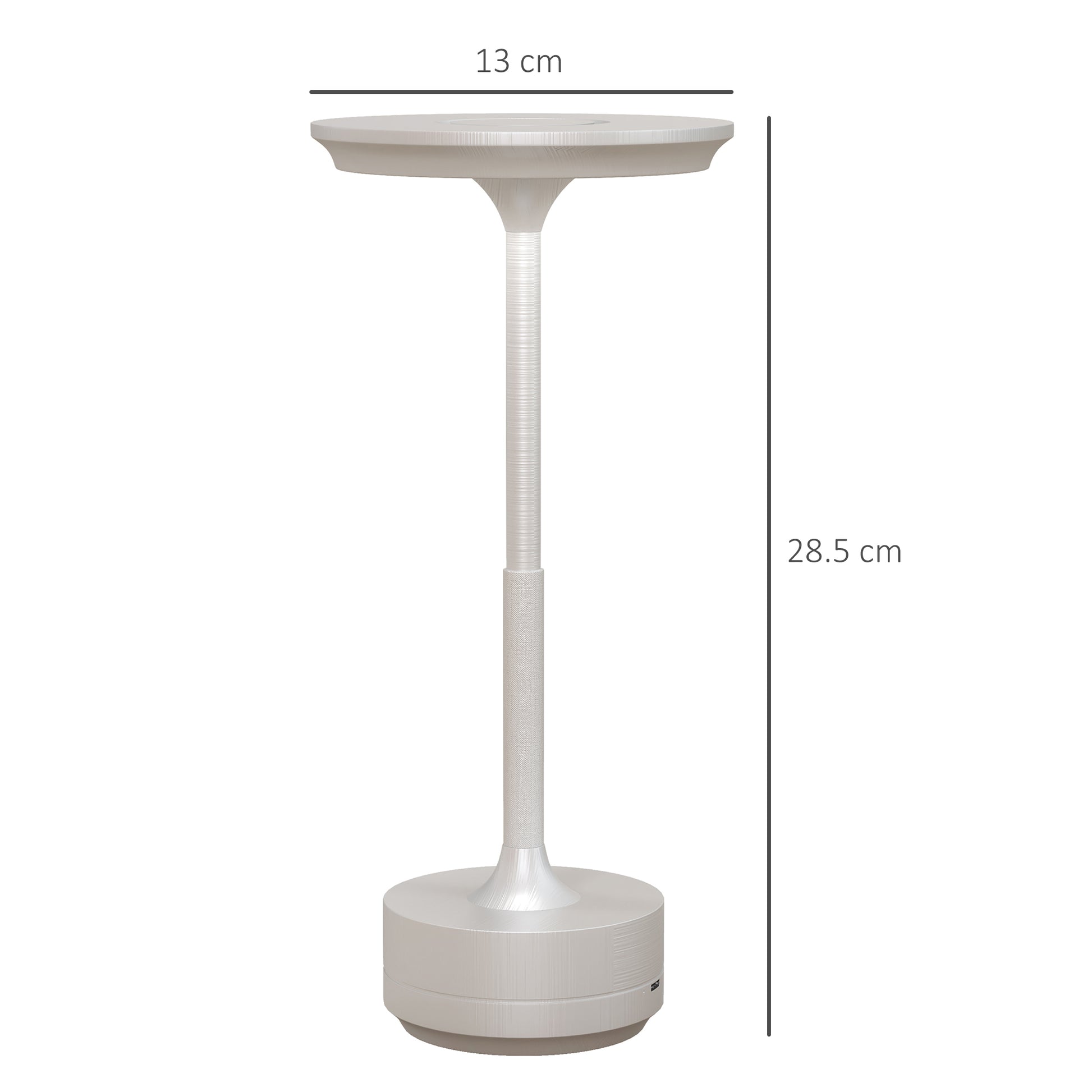 Homcom lamp without touch light LED light 3 shades and rechargeable battery, Ø13x28.5cm, silver - Borgè