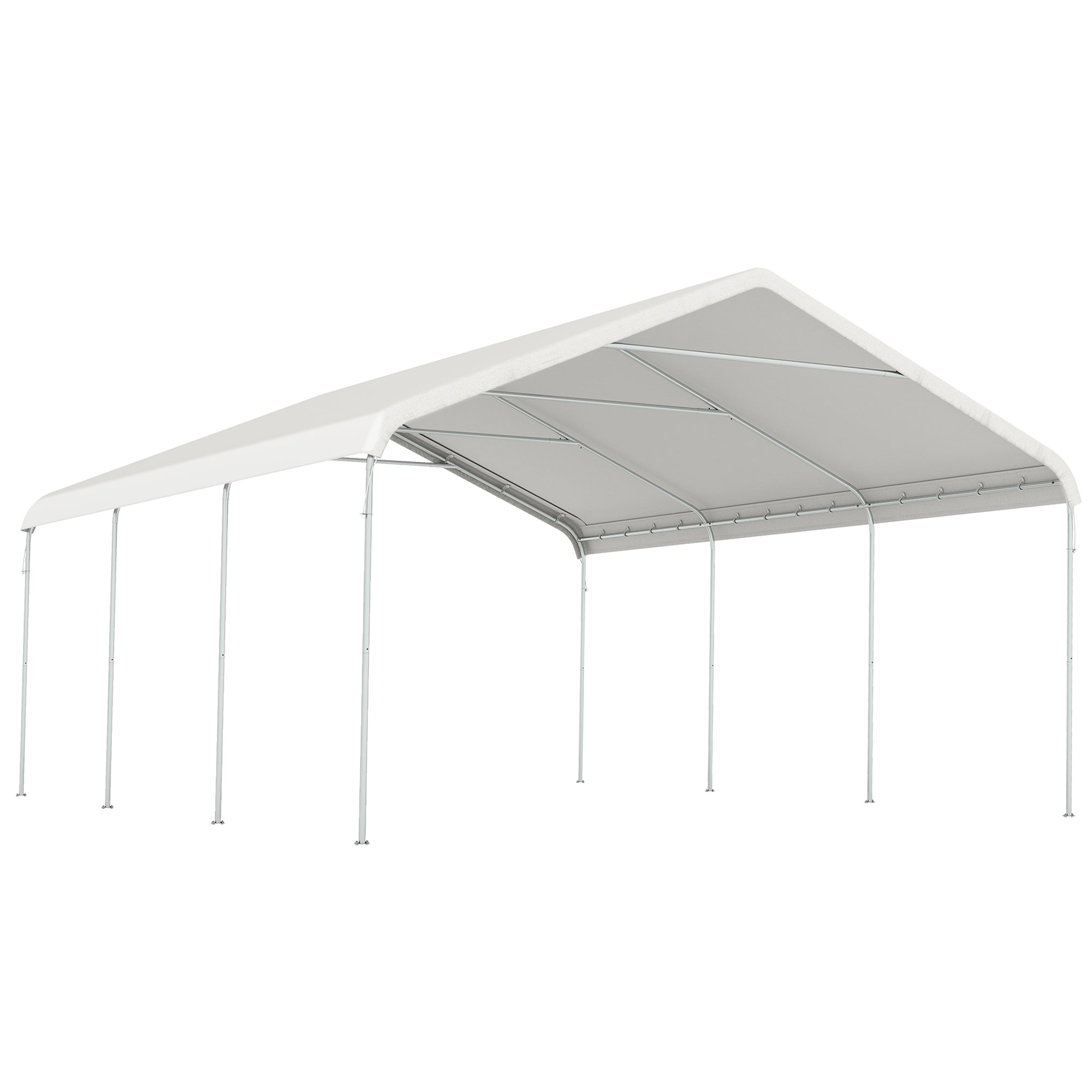 Outsunny Carport 5x6m, Portable Garage, Galvanized Steel Frame for Cars/Trucks, Cream