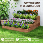 4-Level Raised Garden Bed in Fir Wood with Open Bottom, 113x113x46 cm, Brown