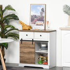 HOMCOM Rustic Kitchen Cabinet with 2 Drawers, Open Shelves and Bottle Racks, in Wood and Metal, 80x39x86 cm - Borgè