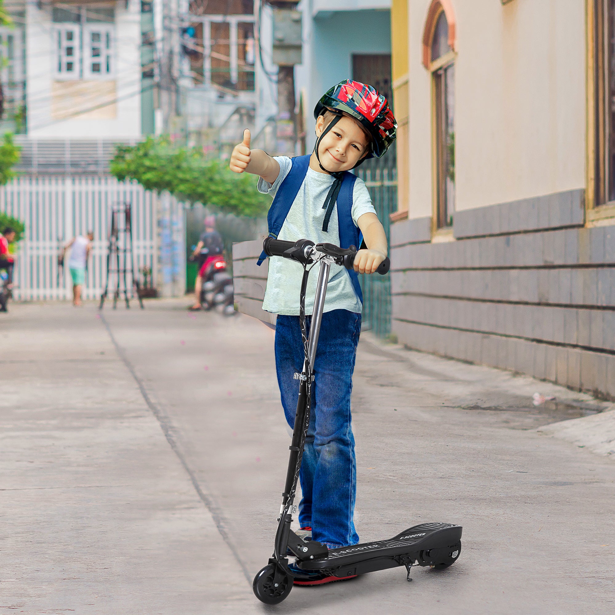 120W Folding Electric Scooter for Kids, Max Speed 12km/h, 50kg Load Capacity, 74x36x69-91cm, Black