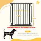 Extendable and Adjustable Dog Gate for Stairs and Doors, Made of Steel and ABS, 75-85x76 cm, Black