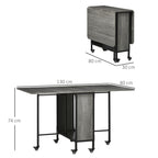 Folding Dining Table for up to 6 People with Shelf, in Wood and Metal, 130x80x74 cm, Grey