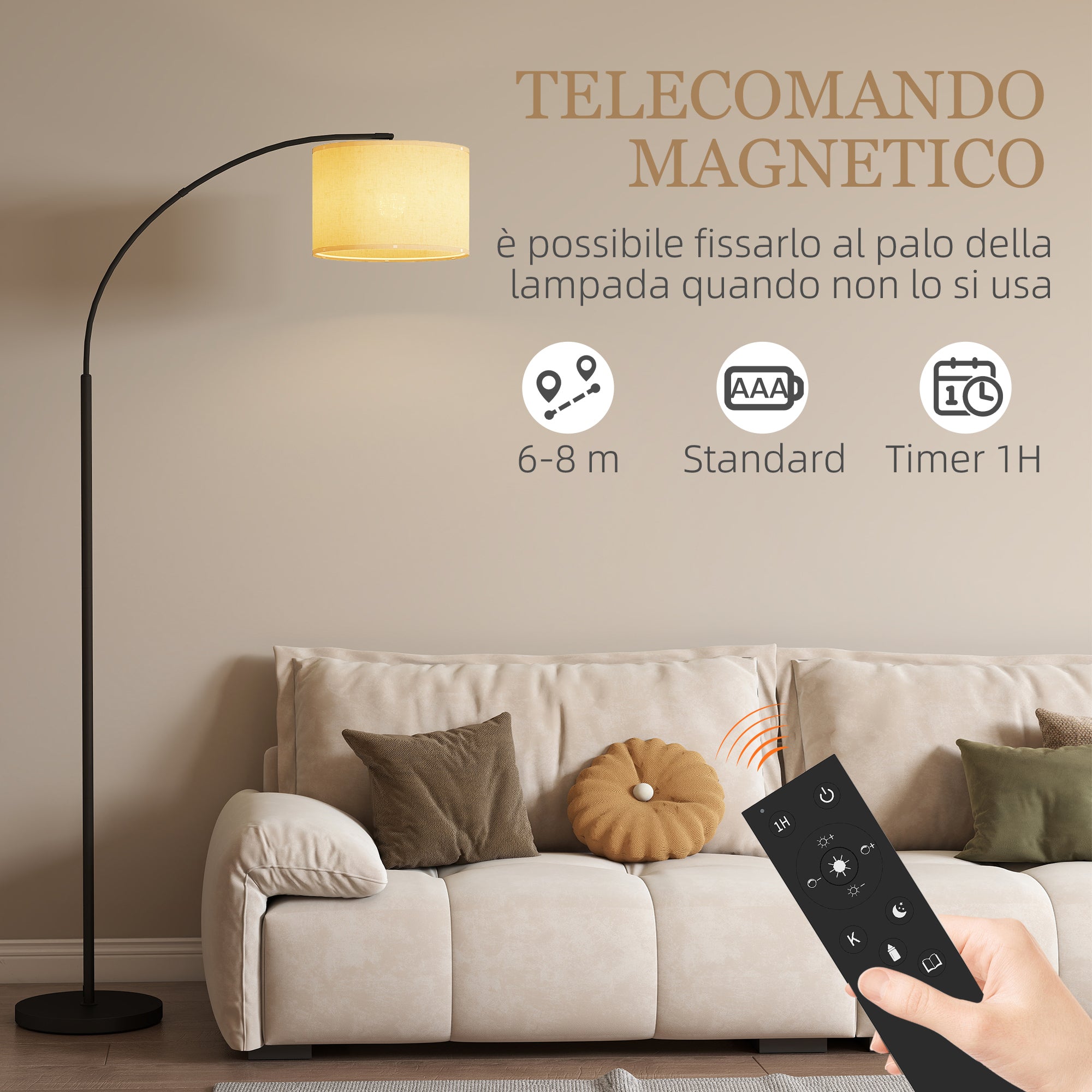 Adjustable LED Floor Lamp with Remote Control, 11 Temperatures and 11 Brightness, 1H Timer, Rotatable, Black