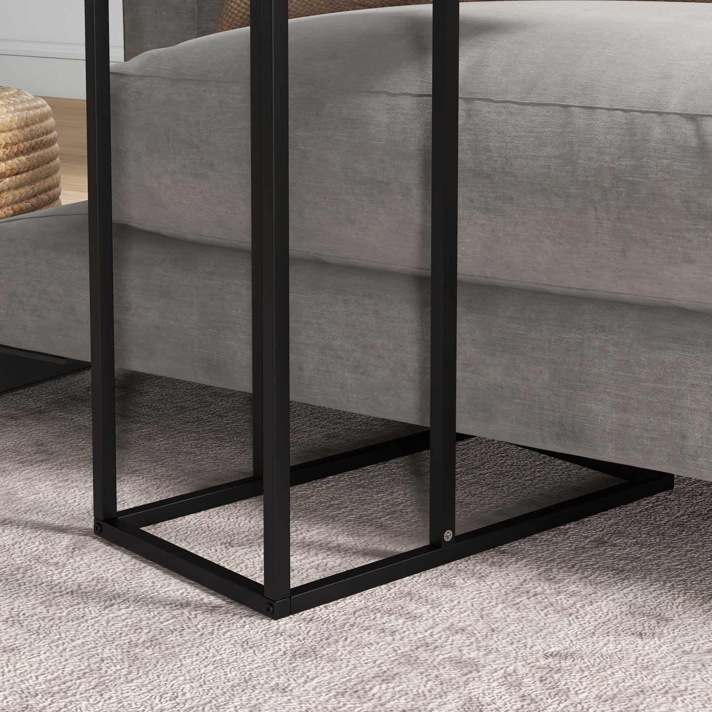 Industrial C-Shaped Tall Coffee Table in Steel, 46x26x60 cm, Black