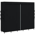 HOMCOM Space-Saving Fabric Wardrobe with 5 Rods, 5 Shelves, 6 Side Pockets, Dustproof Doors with Zip, Black