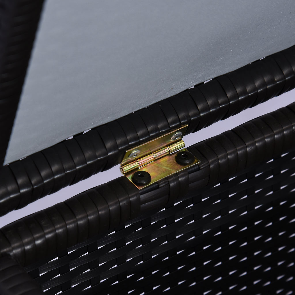 284L Outdoor Storage Chest with Gas Piston, PE Rattan and Steel, 118x54x59 cm, Dark Brown