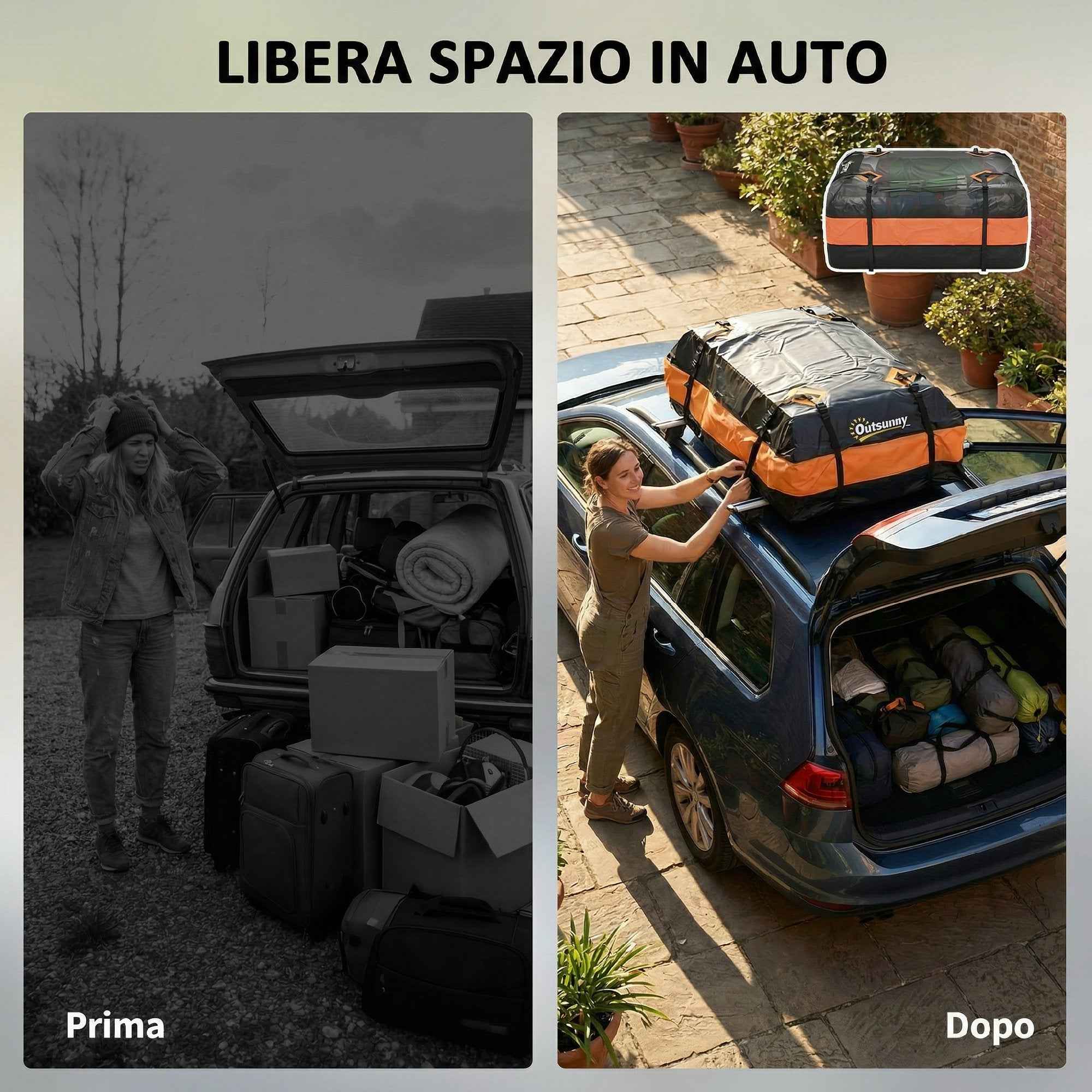 Outsunny Waterproof Roof Rack, 425 Liters, Orange