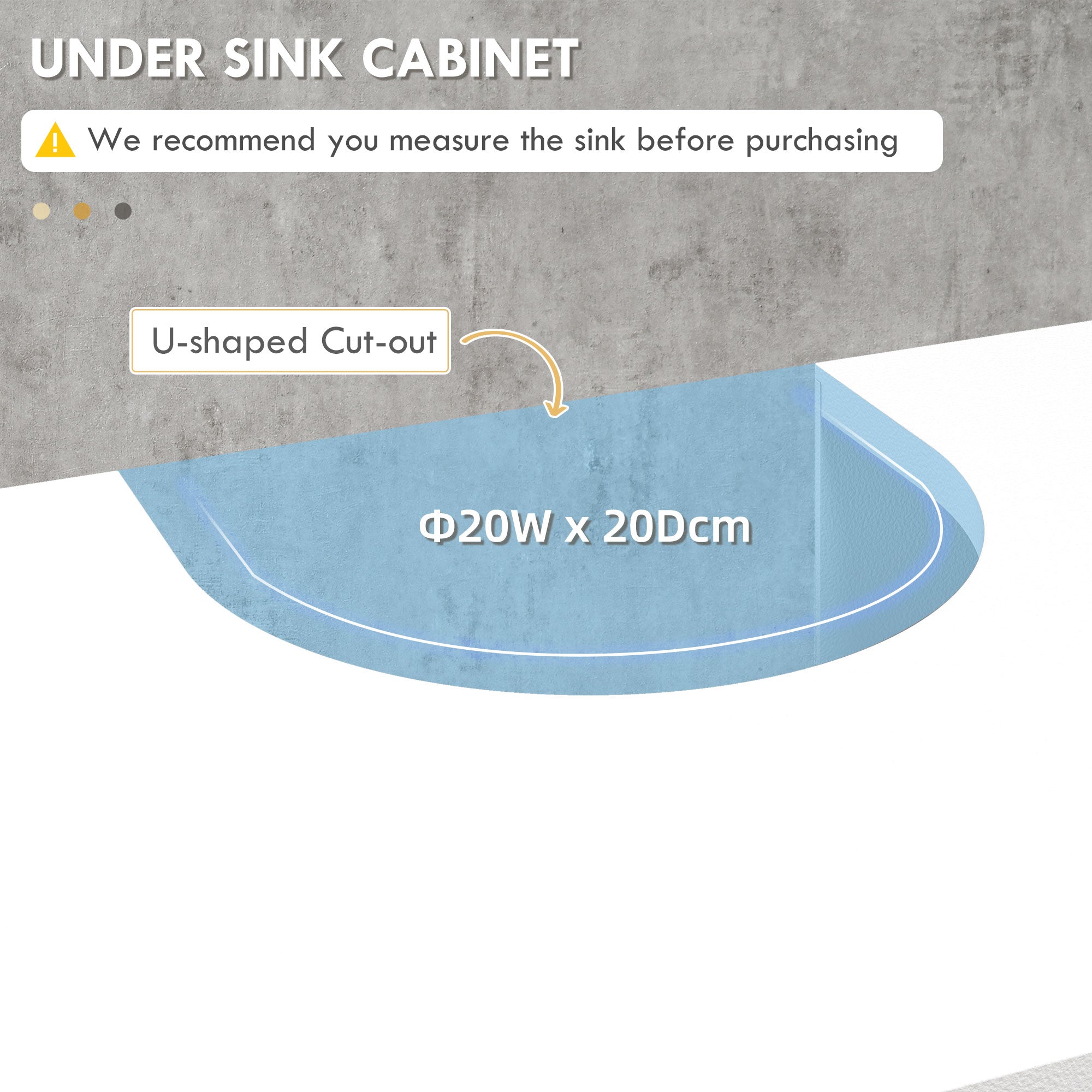 Kleankin Mobile under Bathroom Washa with 2 doors and 3 Open Wooden Conditions, 90x30x60cm, White - Borgè