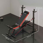 SPORTNOW Fitness Bench with Weight Rack, Adjustable Backrest and Seat, Dip Station, 420 kg Capacity