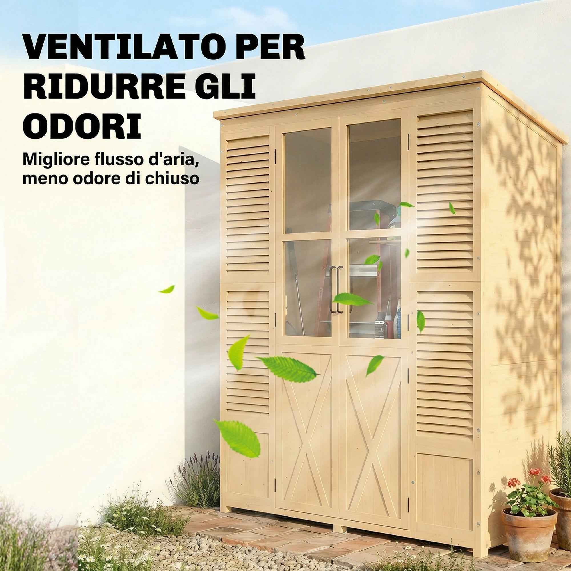 Outsunny Walk-in Garden Shed with Floor and 4 Windows