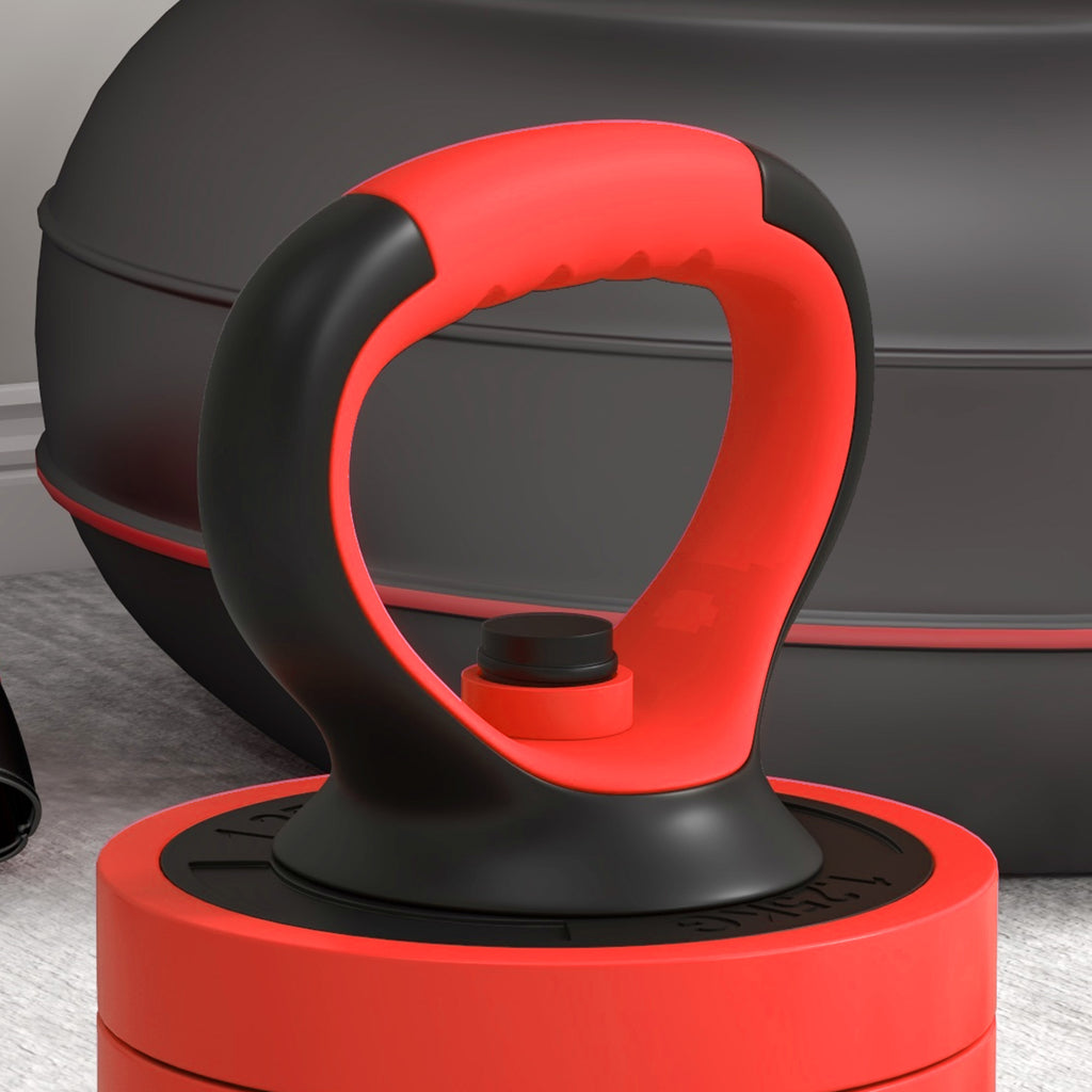 4-in-1 30kg Gym Weight Set, Convertible to Kettlebell, 2 Dumbbells, Barbell and Push-Up Stand, Red