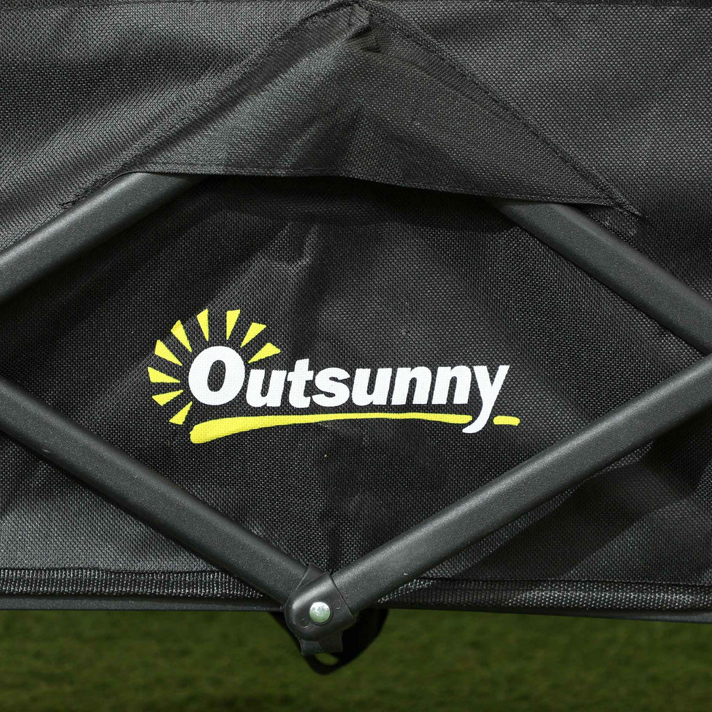 Outsunny 62L Folding Garden Cart with Adjustable Handle, Metal and Oxford Fabric, 76x48x86 cm, Black
