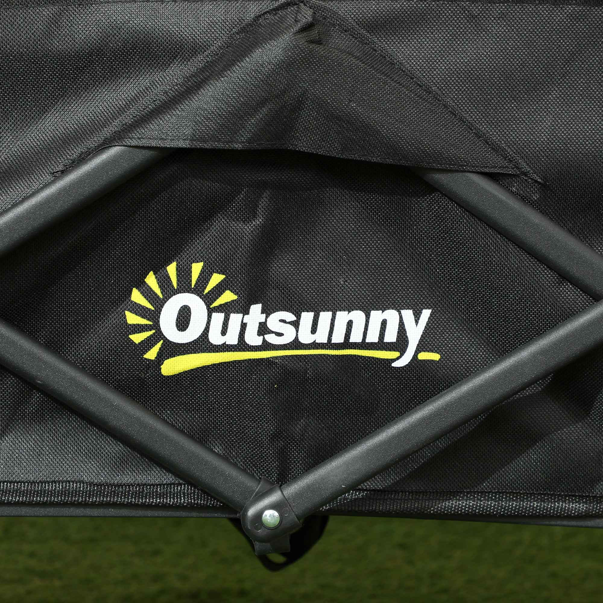 Outsunny 62L Folding Garden Cart with Adjustable Handle, Metal and Oxford Fabric, 76x48x86 cm, Black