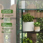 Outsunny Garden Greenhouse with PE Cover, 6 Shelves and 2 Roll-Up Doors, 143x46x151cm, Transparent
