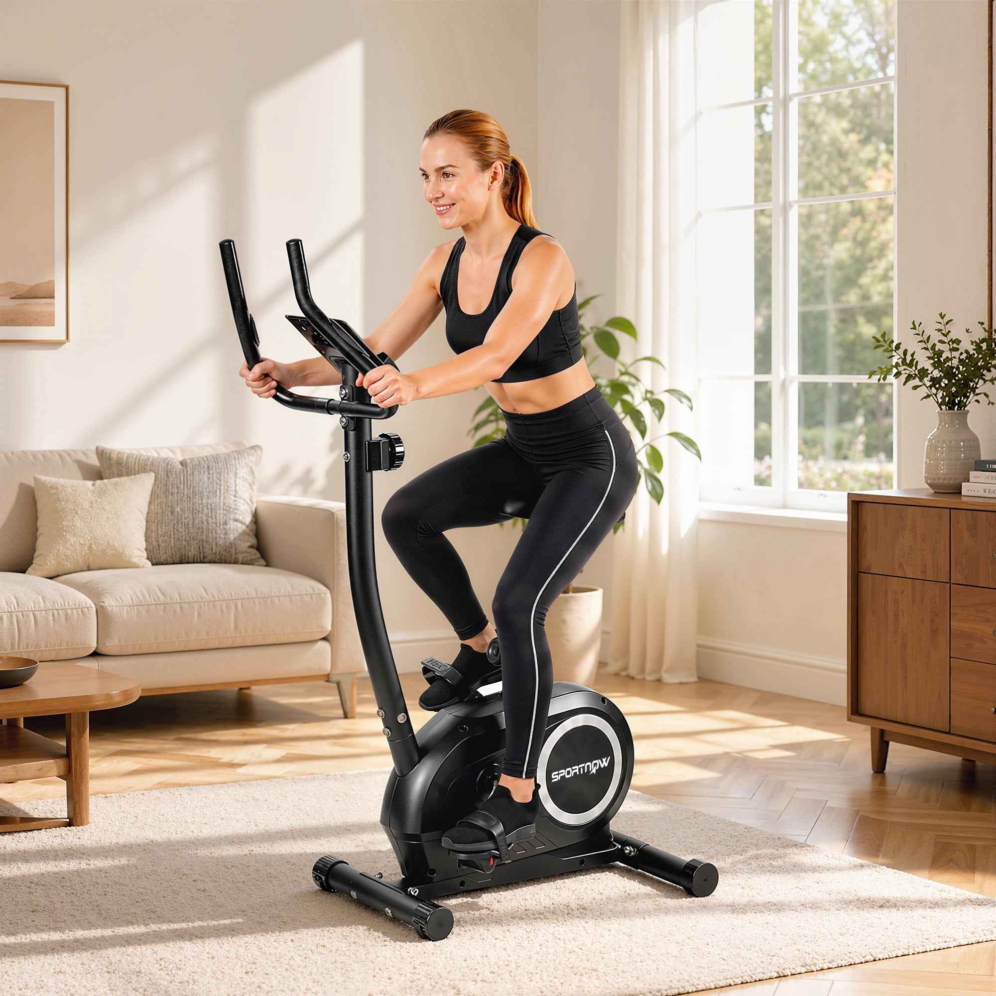 SPORTNOW Bluetooth Exercise Bike, App, Silent, 8 Levels of Magnetic Resistance for Home.