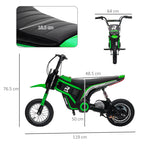 Electric Motorcycle for Children with Manual Throttle, 2 Speeds 8-16km/h, Age 8-12 Years, Green