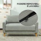 2 Seater Velvet Sofa with Lower Storage Compartment and Cushions, 140x72x82 cm, Grey