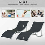 Outsunny Set of 2 Folding Garden Loungers in Aluminum and Texteline, 61x165x63 cm, Black