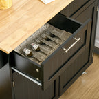 Multipurpose Wooden Kitchen Cart with 2 Drawers, Cabinet and 4 Wheels, 104x46x91cm, Black
