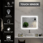 Kleankin Bathroom mirror with LED light 3 levels rectangular, anti -explaiming and touch switch, 90x70cm - Borgè