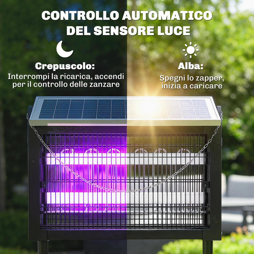 Outsunny Solar-Powered Outdoor Mosquito Lamp with Protective Net, 45x18x90 cm, Black