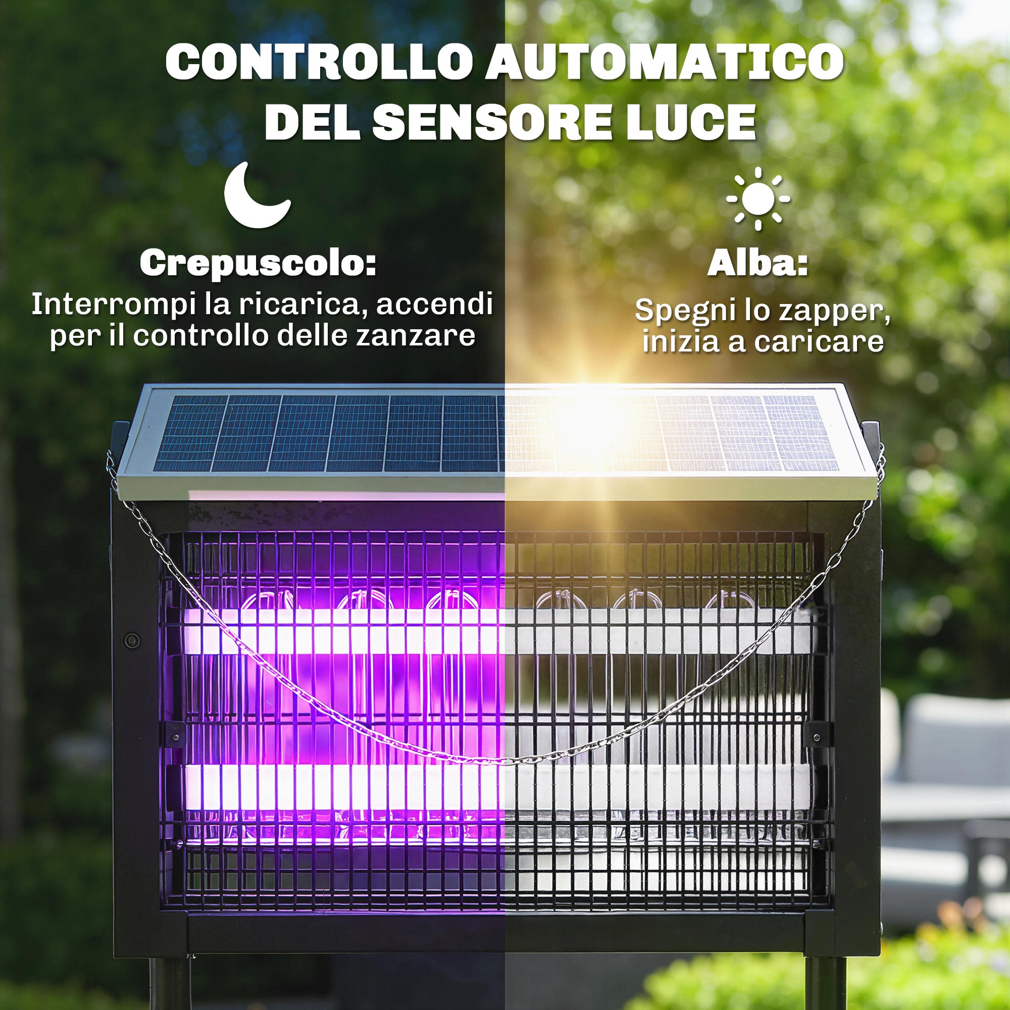 Outsunny Solar-Powered Outdoor Mosquito Lamp with Protective Net, 45x18x90 cm, Black
