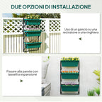 Vertical Outdoor Planter and 3 Plastic Plant Pots with Drainage Holes, 56x42x100 cm, Green