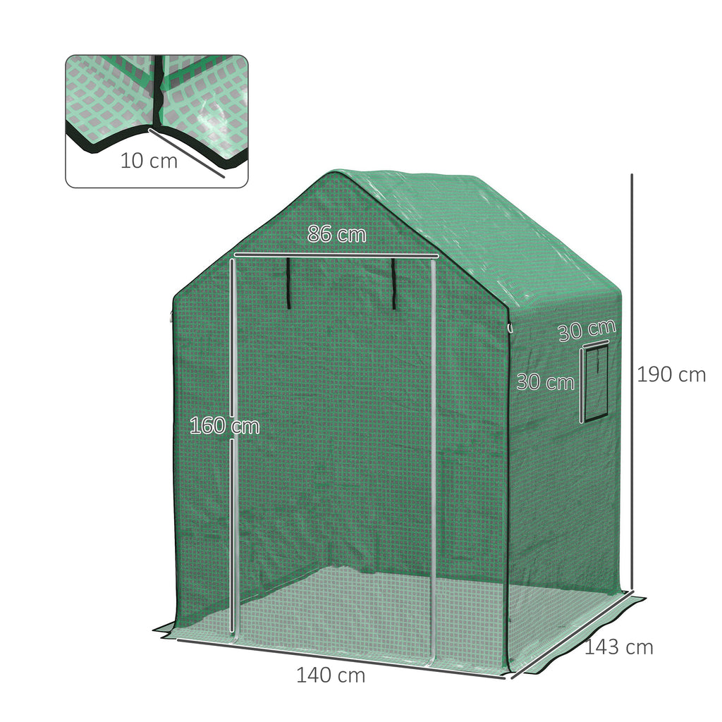 PE Cover for Garden Greenhouse with Hinged Door and Windows, 140x143x190cm, Green (COVER ONLY)