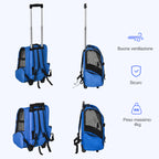 PawHut 2 in 1 Backpack Carrier for Dogs and Cats with Pockets and Telescopic Handle, 42x25x55cm, Blue - Borgè