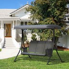 Outsunny 3-Seater Garden or Terrace Swing with Adjustable Canopy and Storage Pockets, Dark Grey, 196 x 128 x 172 cm
