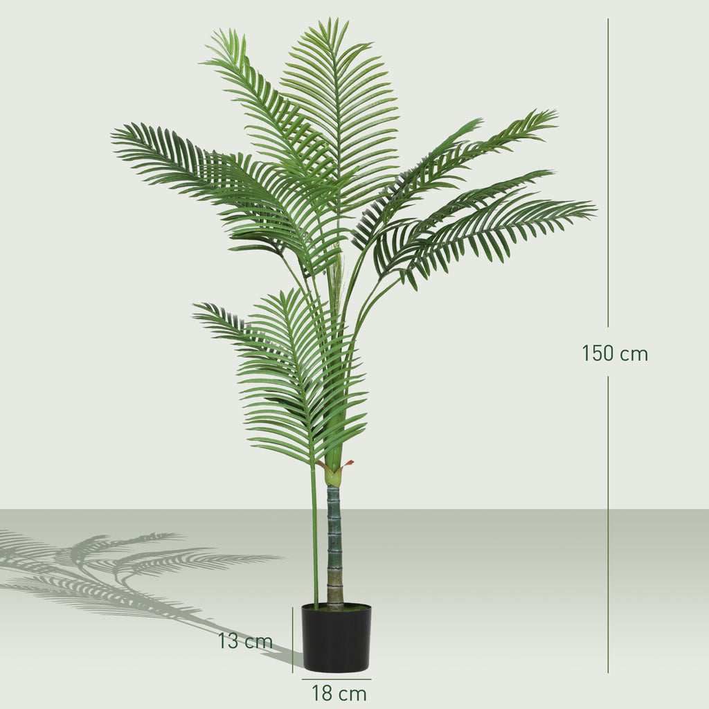 150cm Tall Indoor Artificial Areca Palm Plant with Pot, Home and Office Decoration, Green