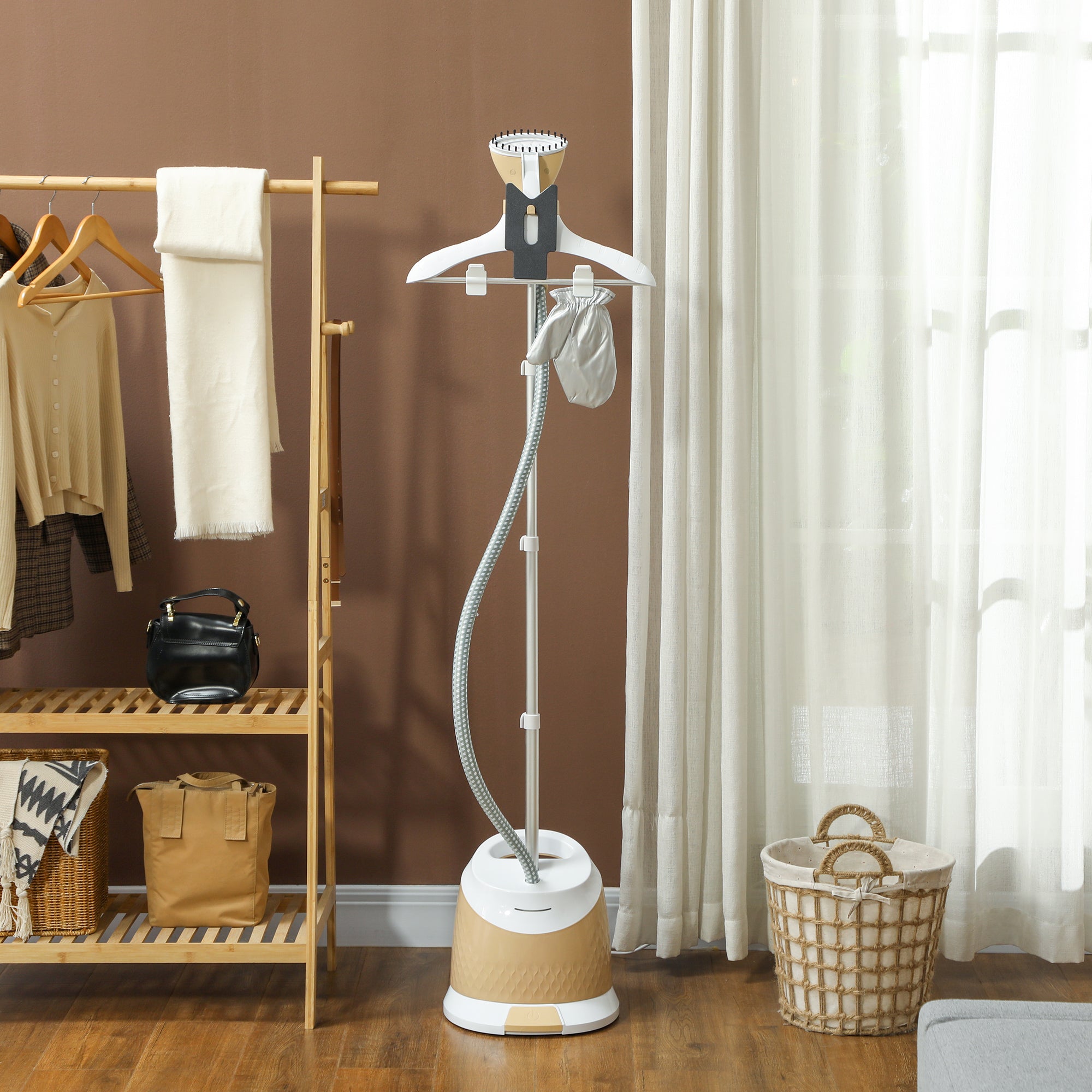 1800W Vertical Steam Iron with 1.8L Tank, Adjustable Height and Accessories, Gold