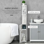 kleankin Bathroom Column with 2 Shelves and 2 Cabinets, Space-Saving Tall Cabinet 15.2x29.8x118 cm, White