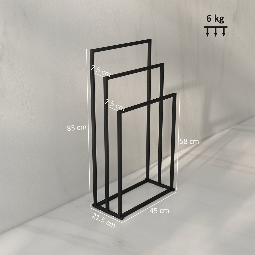 Freestanding 3-Arm Towel Rack in Steel, 45 x 21.5 x 85 cm