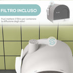 PawHut Closed Cat Litter Box with Filters, Scoop and Tray, PP Structure, 43x44x47cm, Gray - Borgè