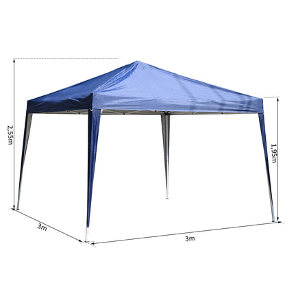 Garden Pop Up Gazebo Height Adjustable Marquee Party Tent Wedding Canopy with Carrying Bag, Blue 3x3m - Borgè